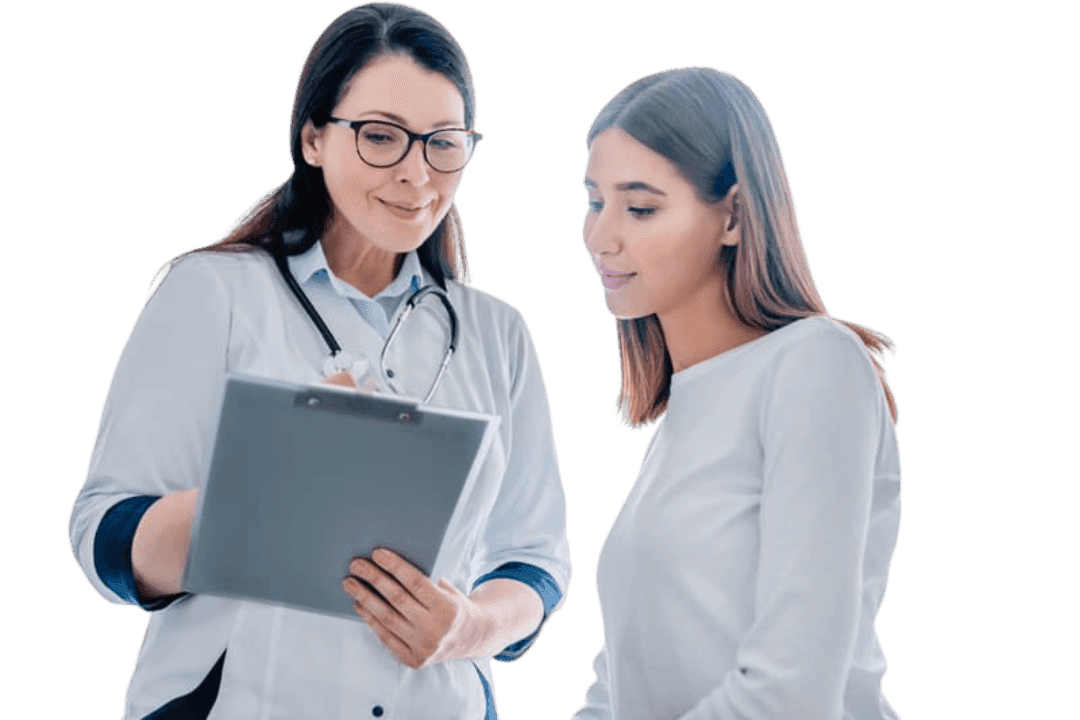 Clinician reviewing a care plan with a patient
